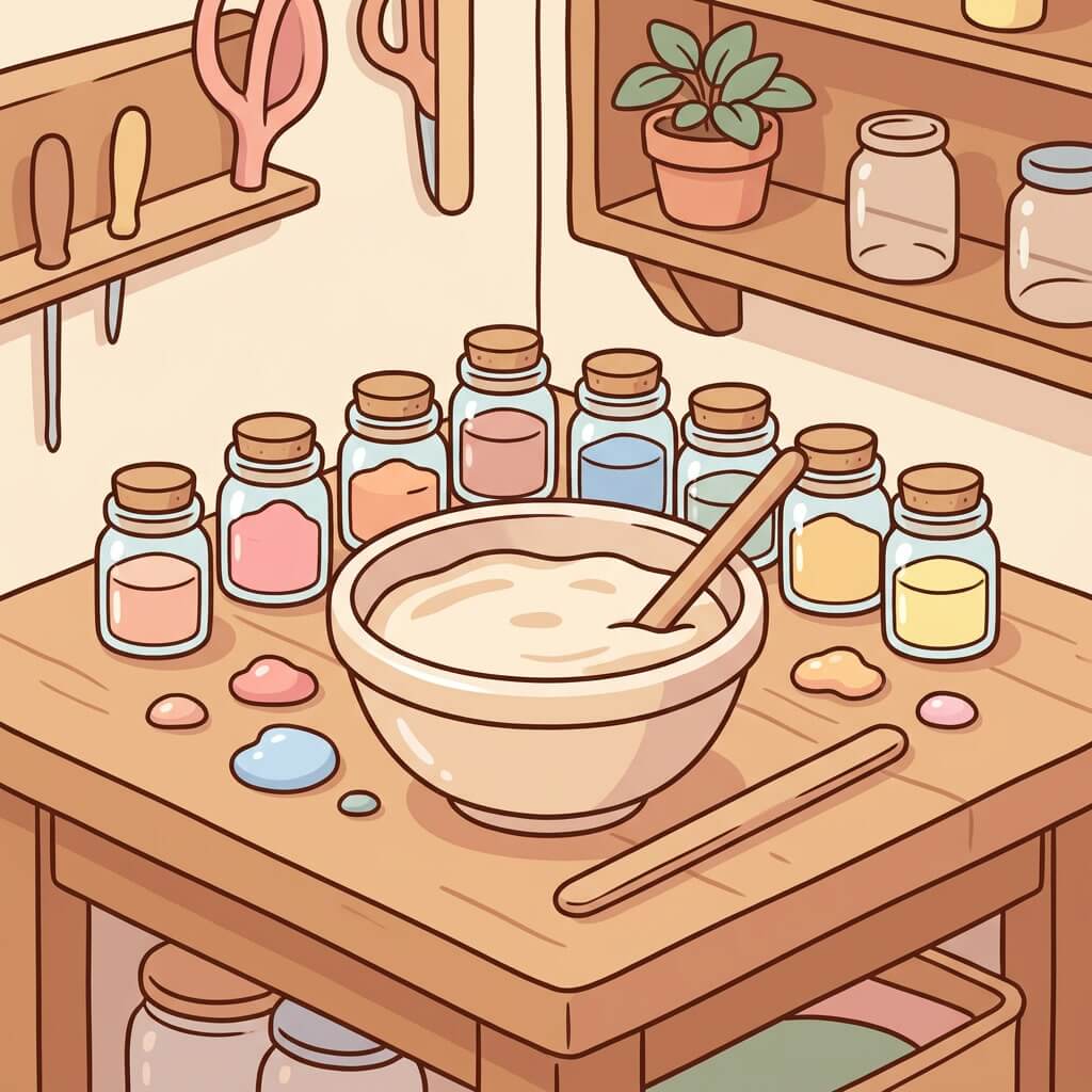 תהליך ייצור של בלון לטקס מחומרי גלם ותערובת צבע לפני עיצוב הבלון