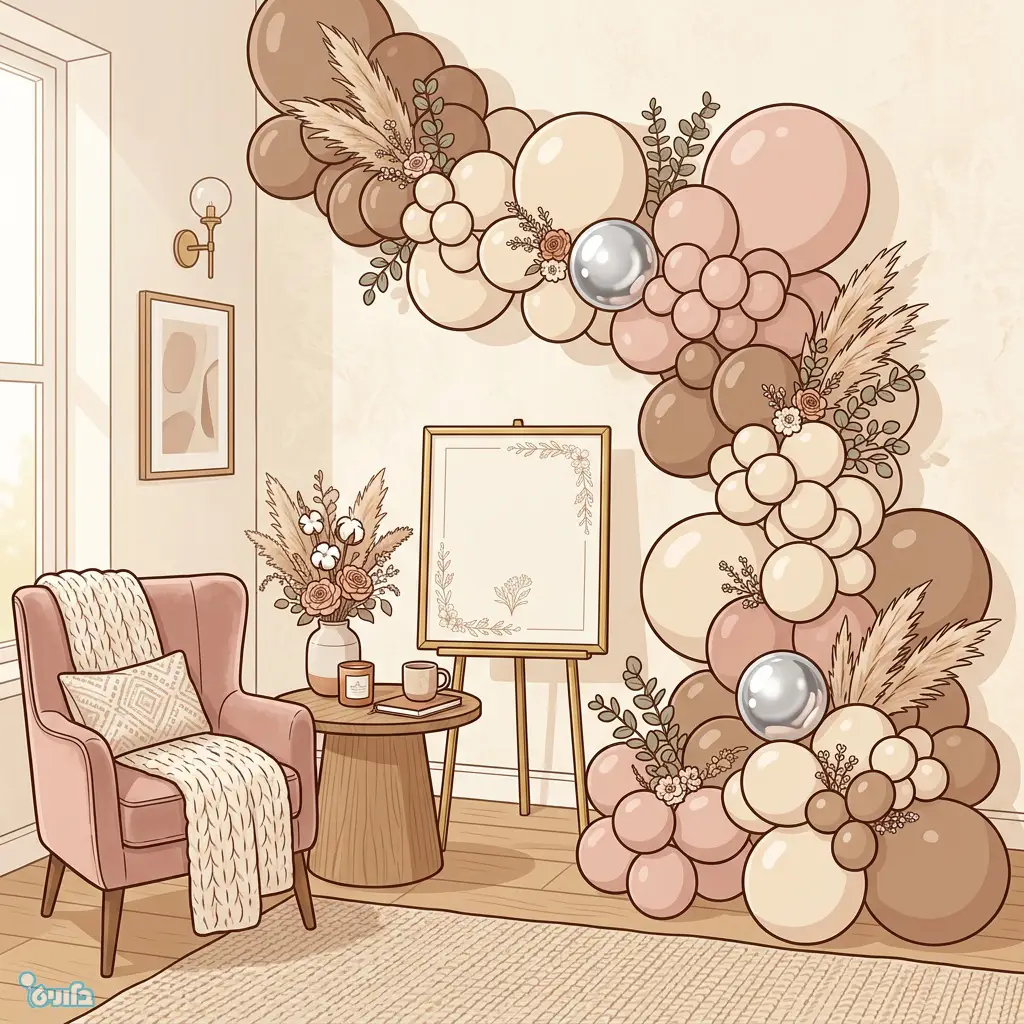 קישוט בלונים בחדר נעים